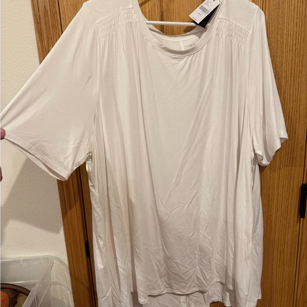 New! Lane Bryant White “Swing Collection” Short Sleeve Soft Shirt